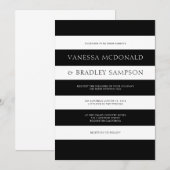 Zwarte en witte strepen trouwuitnodiging. kaart (Voorkant / Achterkant)