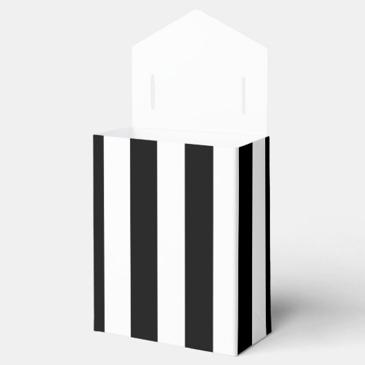 Zwarte en witte strepen Ventilatorzak Bedankdoosjes (Geopend)