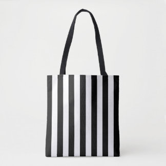 Zwarte en witte strepen, verticale strepen tote bag