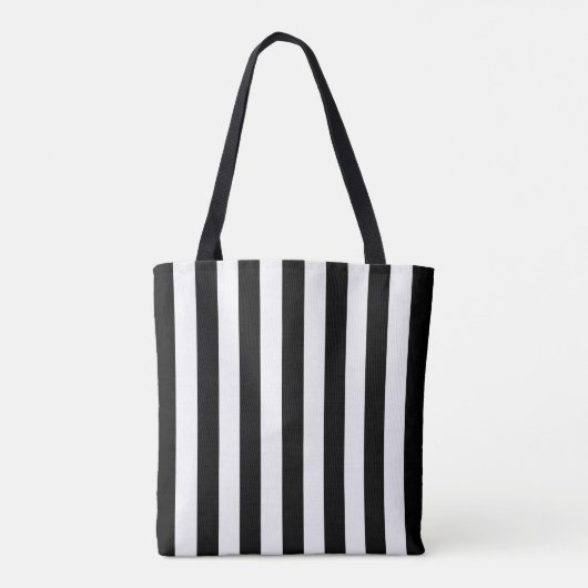 Zwarte en witte strepen, verticale strepen tote bag (Achterkant)