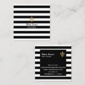 Zwarte en witte strepen vierkante visitekaartje (Voorkant / Achterkant)