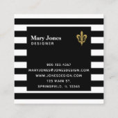 Zwarte en witte strepen vierkante visitekaartje (Achterkant)