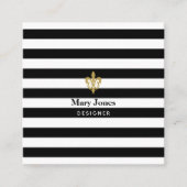 Zwarte en witte strepen vierkante visitekaartje (Voorkant)