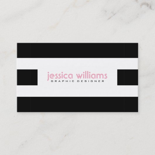 Zwarte en witte strepen visitekaartje (Voorkant)
