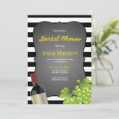 Zwarte en witte strepen wijndruiven Vrijgezellenfe Kaart (Staand voorkant)