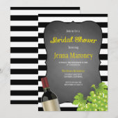 Zwarte en witte strepen wijndruiven Vrijgezellenfe Kaart (Voorkant / Achterkant)