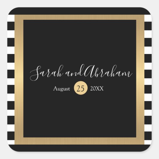 Zwarte en witte strepes Wedding Stickers (Voorkant)