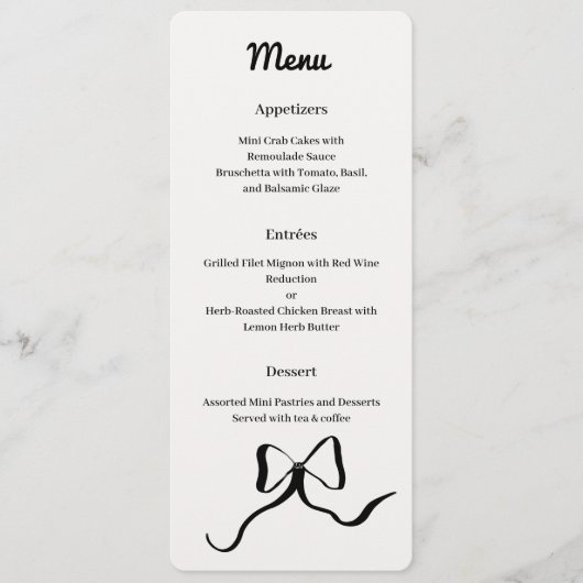 zwarte en witte strik menu (Voorkant)