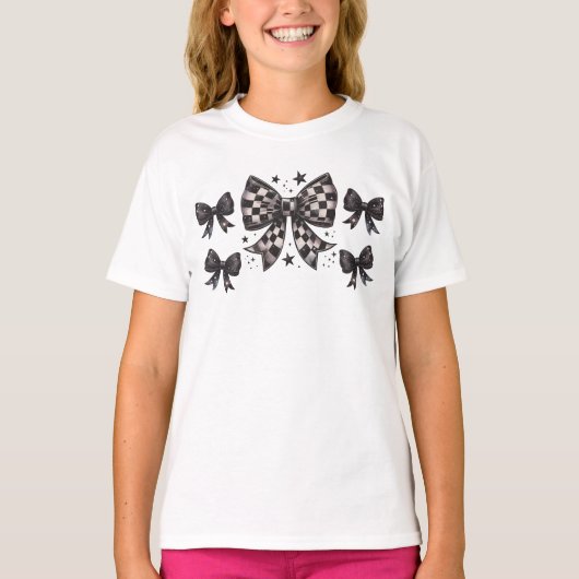 Zwarte en witte strikken t-shirt (Voorkant)
