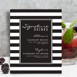 Zwarte en Witte Stripe Drinken Weddenschap Poster
