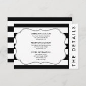Zwarte en Witte Stripe Moderne bruiloft — Details- Informatiekaartje (Voorkant / Achterkant)