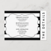 Zwarte en Witte Stripe Moderne bruiloft — Details- Informatiekaartje (Voorkant)