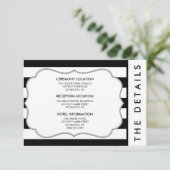 Zwarte en Witte Stripe Moderne bruiloft — Details- Informatiekaartje (Staand voorkant)