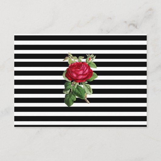 Zwarte en Witte Striped Weduwenkaart Informatiekaartje (Achterkant)