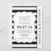 Zwarte en Witte Stripes Modern Wedding Kaart (Voorkant)