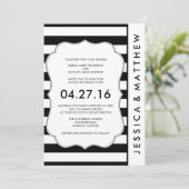 Zwarte en Witte Stripes Modern Wedding Kaart (Staand voorkant)