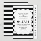 Zwarte en Witte Stripes Modern Wedding Kaart (Voorkant / Achterkant)