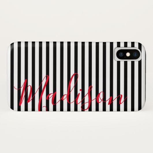 Zwarte en Witte Stripes Persoonlijke naam Case-Mate iPhone Case (Achterkant (horizontaal))