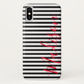Zwarte en Witte Stripes Persoonlijke naam Case-Mate iPhone Case (Achterkant)
