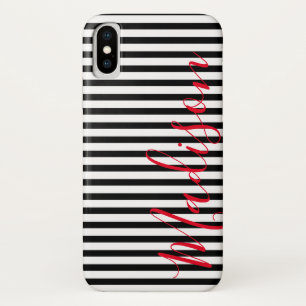 Zwarte en Witte Stripes Persoonlijke naam Case-Mate iPhone Case
