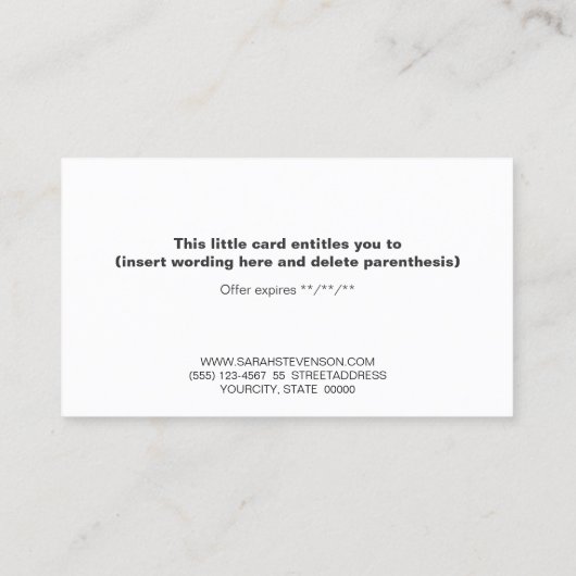 Zwarte en witte stripkaart kortingskaartje (Achterkant)