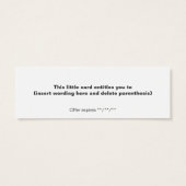 Zwarte en witte stripkaart mini visitekaartjes (Achterkant)