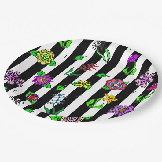 Zwarte en witte stripper papieren bordje (Gekanteld)