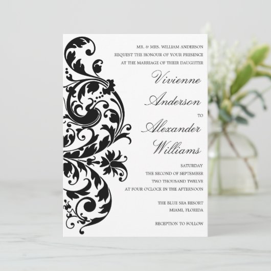 ZWARTE EN WITTE STROOM | AFBEELDINGSINVITATIE KAART (Staand voorkant)