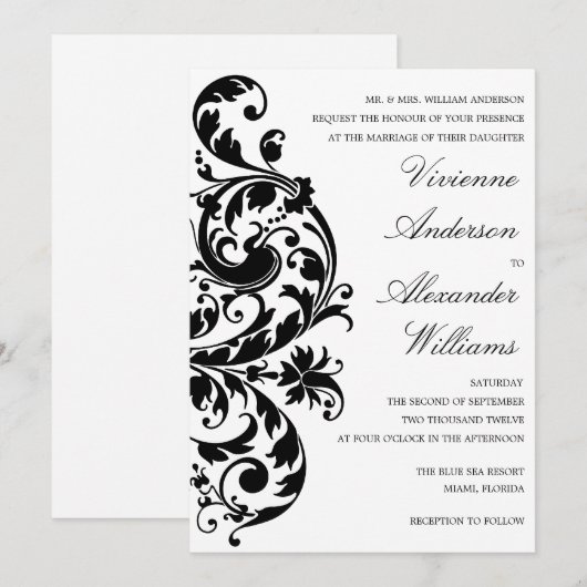 ZWARTE EN WITTE STROOM | AFBEELDINGSINVITATIE KAART (Voorkant / Achterkant)