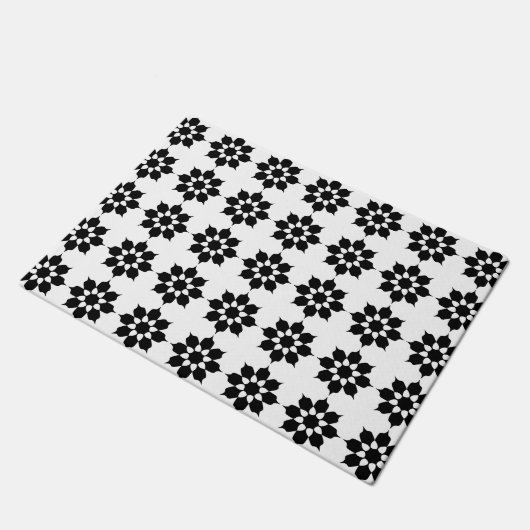 ZWARTE EN WITTE STROOMPATROON DEURMAT (Schuin)