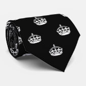 Zwarte en witte stropdas | kalm kroonpatroon houde (Opgerold)