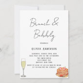 Zwarte en witte Stropdas Pancake Brunch & Bubble Kaart (Voorkant)