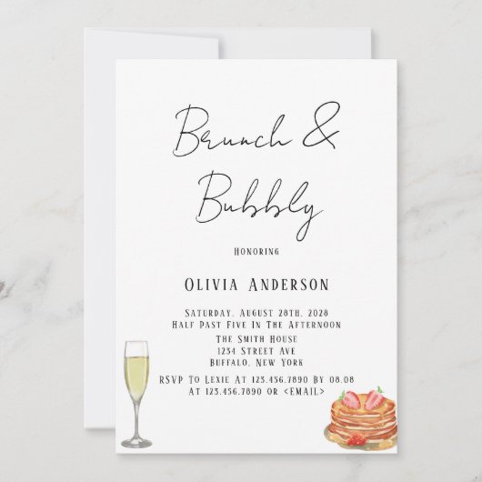 Zwarte en witte Stropdas Pancake Brunch & Bubble Kaart (Voorkant)