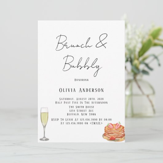Zwarte en witte Stropdas Pancake Brunch & Bubble Kaart (Staand voorkant)