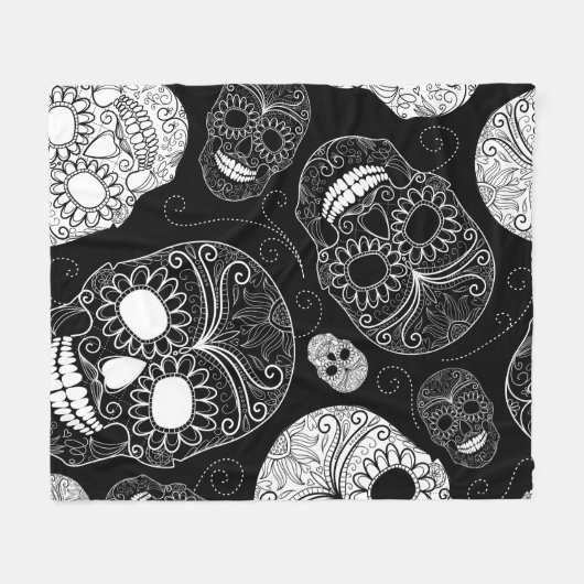 Zwarte en witte suiker fleece deken (Voorkant (Horizontaal))