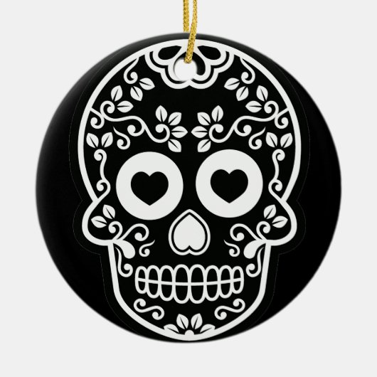 Zwarte en witte suiker Rond Ornament (Voorkant)