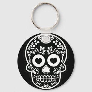 Zwarte en Witte Suiker Sleutelhanger Button