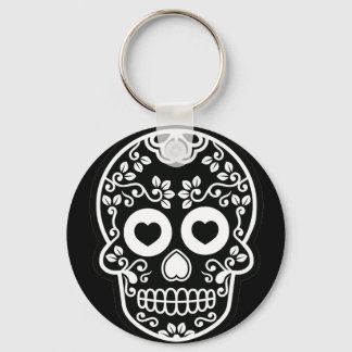 Zwarte en Witte Suiker Sleutelhanger Button