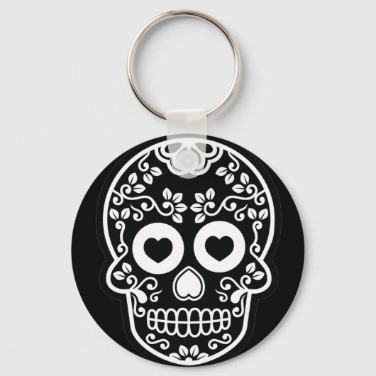 Zwarte en Witte Suiker Sleutelhanger Button (Voorkant)