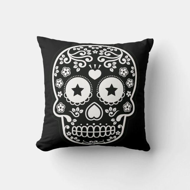 Zwarte en witte suiker Sull Starry Eyes Pillow Kussen (Voorkant)