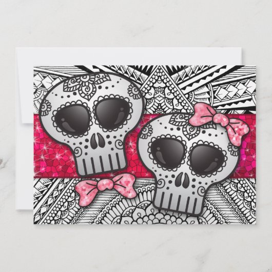 Zwarte en witte suiker Sull Weddenschap Glitter Kaart (Achterkant)