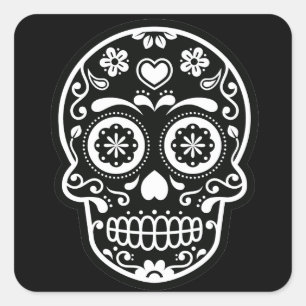 Zwarte en witte suiker vierkante sticker