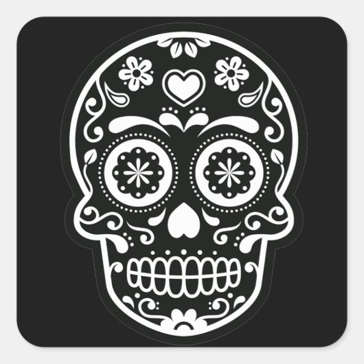 Zwarte en witte suiker vierkante sticker (Voorkant)