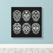 Zwarte en witte suikerschedel canvas afdruk (Insitu (Houten vloer))