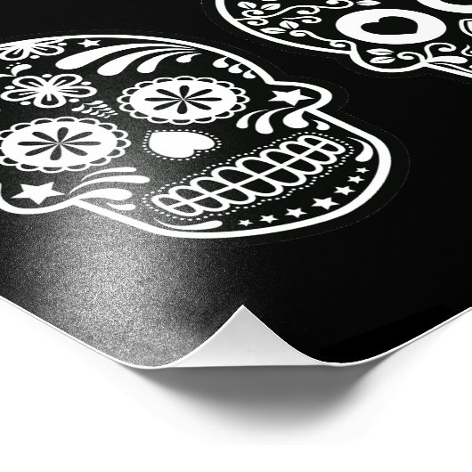 Zwarte en witte suikerschedel foto afdruk (Hoek)