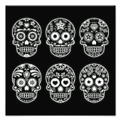 Zwarte en witte suikerschedel foto afdruk (Voorkant)