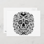 Zwarte en witte suikerschedel met Roos ogen Briefkaart (Voorkant / Achterkant)