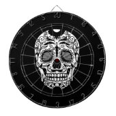 Zwarte en witte suikerschedel met Roos ogen Dartbord (Voorkant)