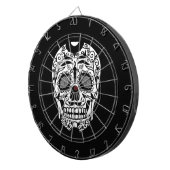 Zwarte en witte suikerschedel met Roos ogen Dartbord (Voorkant Rechts)