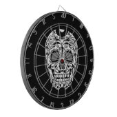 Zwarte en witte suikerschedel met Roos ogen Dartbord (Voorkant Links)